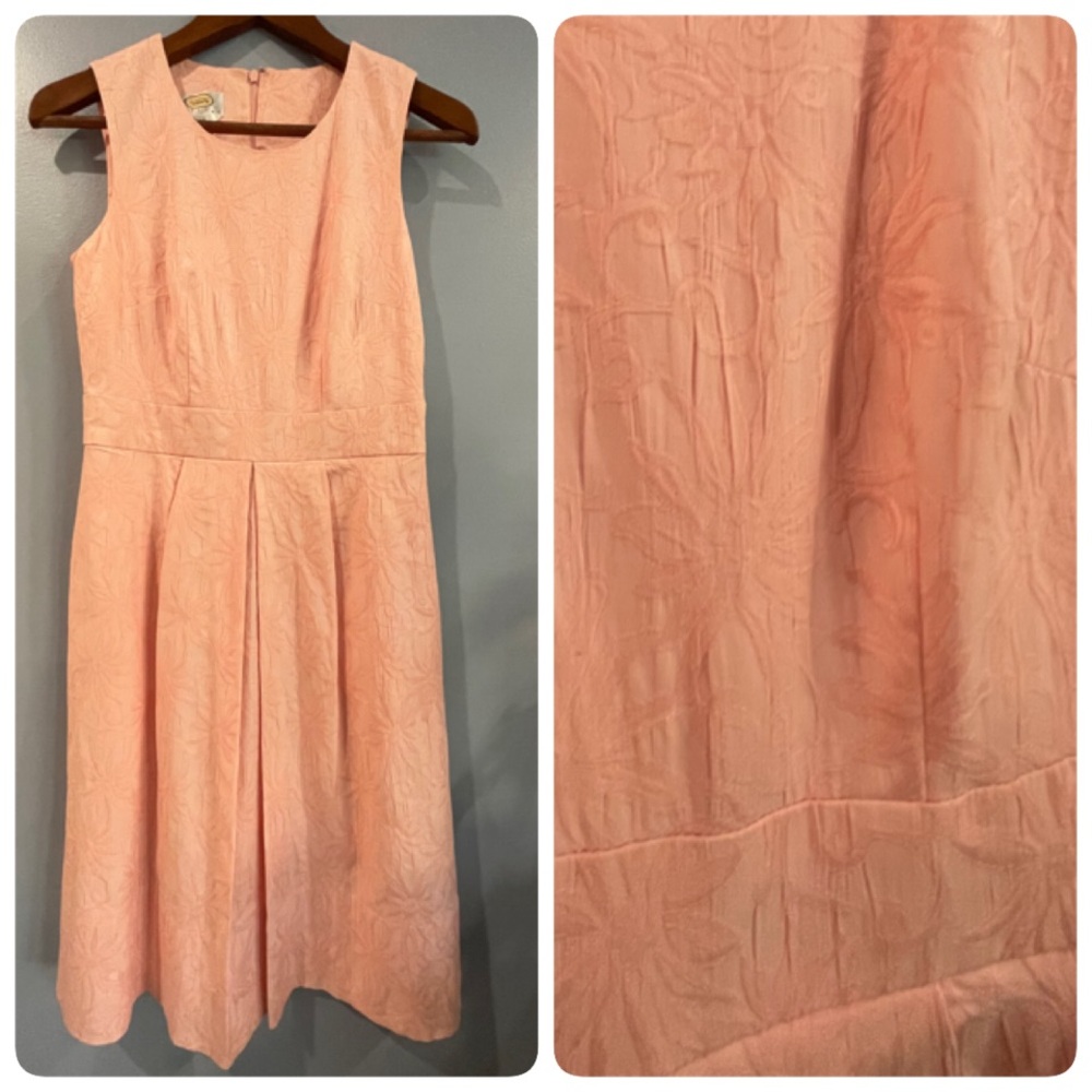 Talbots Pink Fit & Flare Sleeveless Tapestry Material Stretch Petites Size 2